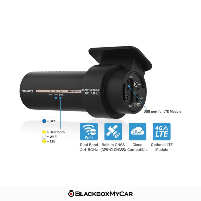 BlackVue DR970X-2CH Plus 4K UHD Cloud Dash Cam - Dash Cams - {{ collection.title }} - 2-Channel, 4K UHD @ 30 FPS, Adhesive Mount, App Compatible, Bluetooth, Cloud, Dash Cams, Desktop Viewer, G-Sensor, GPS, Hardwire Install, Loop Recording, Mobile App, Mobile App Viewer, Night Vision, Parking Mode, sale, Security, South Korea, Super Capacitor, Wi-Fi - BlackboxMyCar