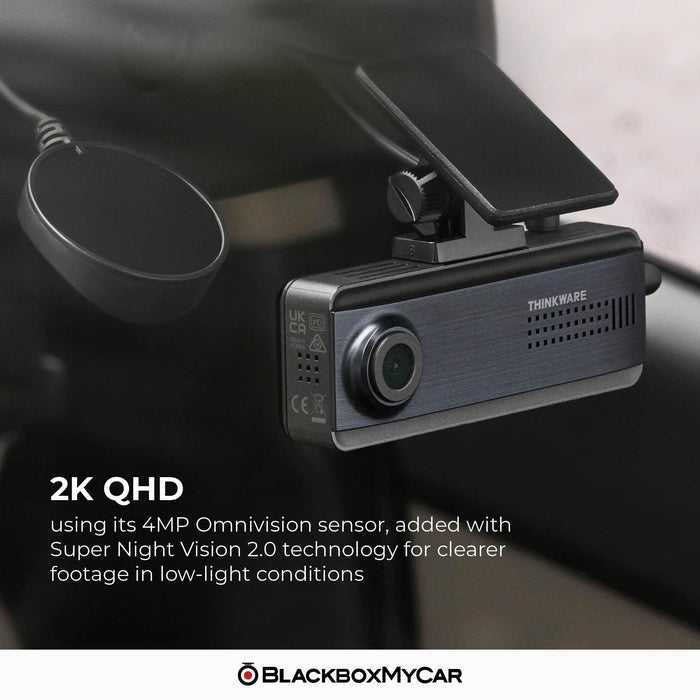 Thinkware Q200 2-Channel 2K QHD Dash Cam - Dash Cams - {{ collection.title }} - 2-Channel, 256GB, 2K QHD @ 30 FPS, ADAS, Adhesive Mount, App Compatible, Camera Alerts, Dash Cams, Desktop Viewer, G-Sensor, GPS, Hardwire Install, Loop Recording, Mobile App, Mobile App Viewer, Night Vision, Parking Mode, Rear Camera, sale, Security, South Korea, Voice Alerts, Wi-Fi - BlackboxMyCar